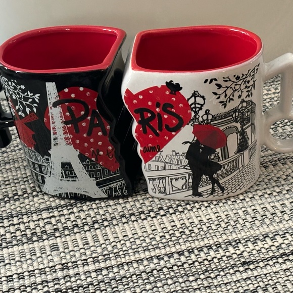 Ceramic Red , Black & White LOVE Interlocking Puzzle Mugs, Set of Two - Picture 2 of 12